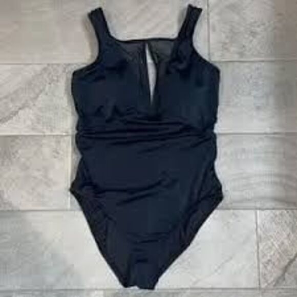Time and Tru Black Mesh One Piece Swimsuit, Women’s L (12-14) - Picture 1 of 4